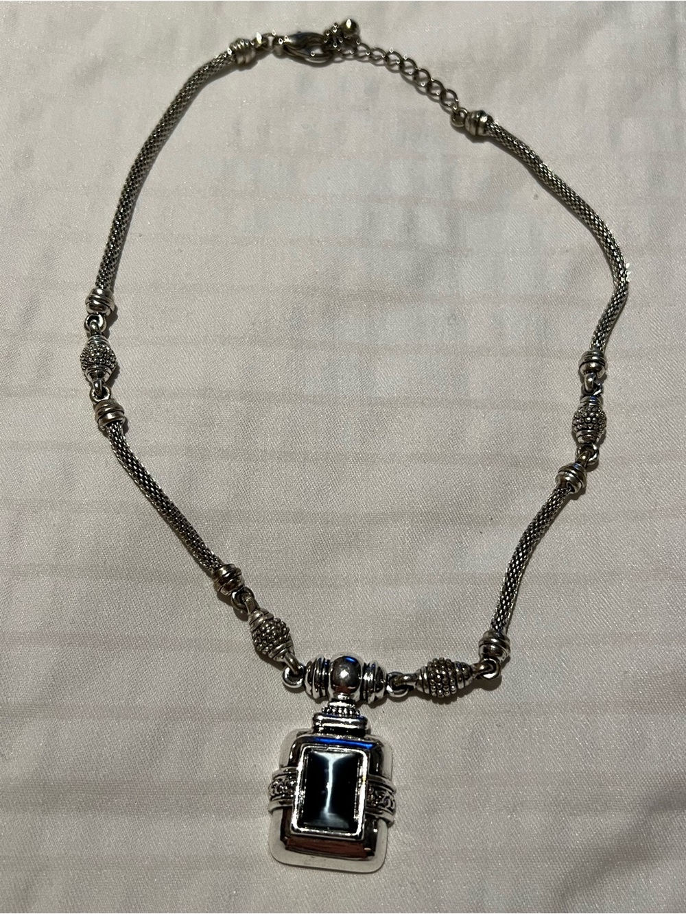 Sterling Silver Black Glass Pendant Necklace - Women Jewelry